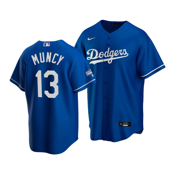 Los Angeles Dodgers #13 Max Muncy Royal 2020 World Series Champions Home Patch Stitched Jersey