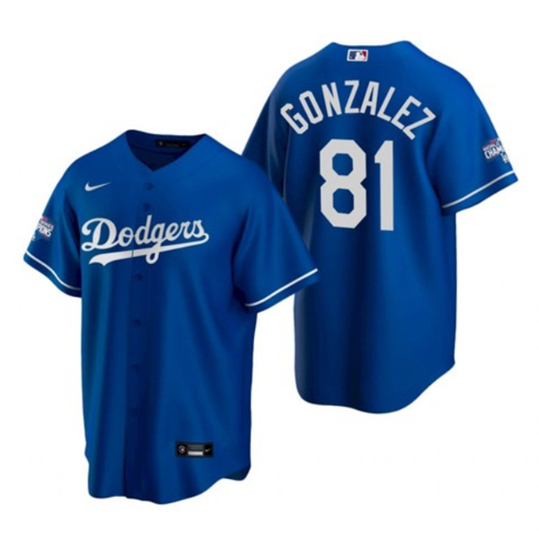Los Angeles Dodgers #81 Victor Gonzalez Royal 2020 World Series Champions Home Patch Stitched Jersey