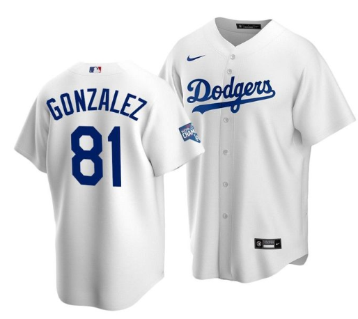 Los Angeles Dodgers #81 Victor Gonzalez White 2020 World Series Champions Home Patch Stitched Jersey