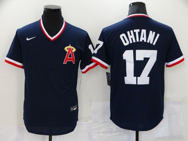 Los Angeles Angels #17 Shohei Ohtani Navy Cool Base Stitched Baseball Jersey