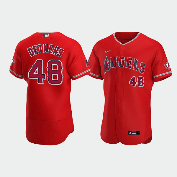 Los Angeles Angels #48 Reid Detmers Red Flex Base Stitched Jersey