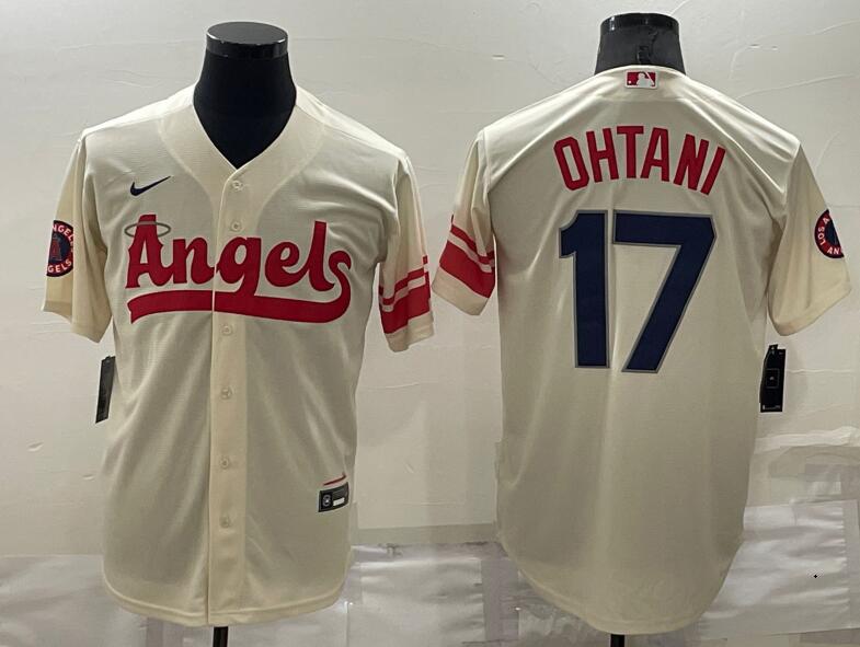 Los Angeles Angels #17 Shohei Ohtani Cream 2022 City Connect Cool Base Stitched Jersey