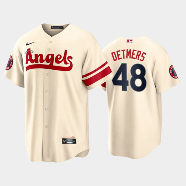 Los Angeles Angels #48 Reid Detmers Cream 2022 City Connect Cool Base Stitched Jersey