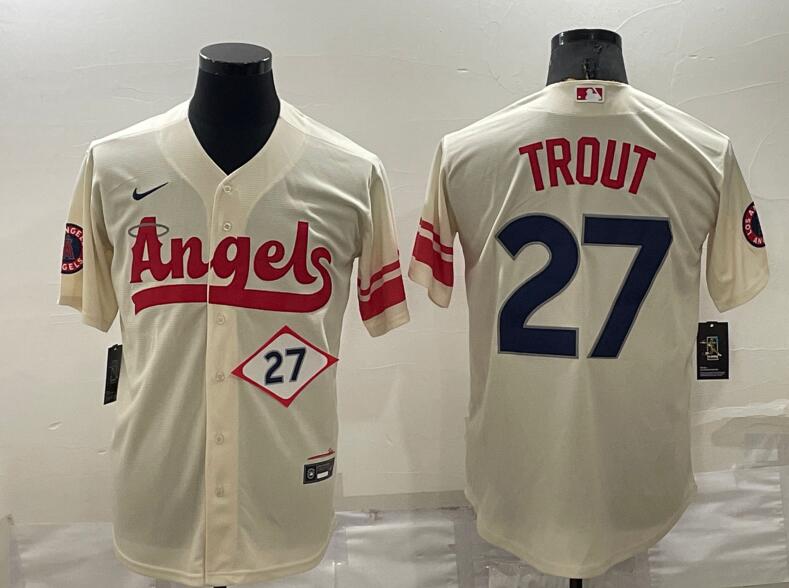 Los Angeles Angels #27 Mike Trout 2022 Cream City Connect Cool Base Stitched Jersey
