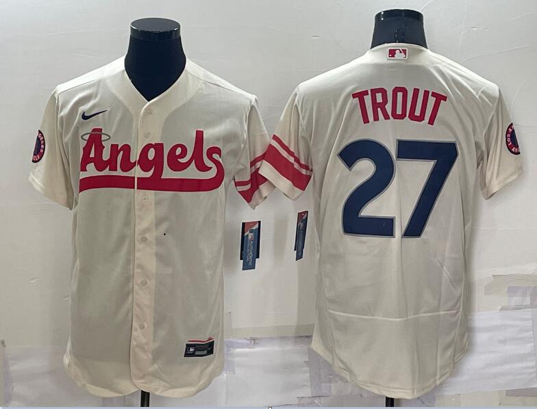 Los Angeles Angels #27 Mike Trout 2022 Cream City Connect Flex Base Stitched Jersey