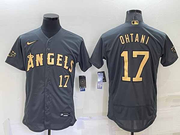 Los Angeles Angels #17 Shohei Ohtani Charcoal 2022 All-Star Flex Base Stitched Jersey