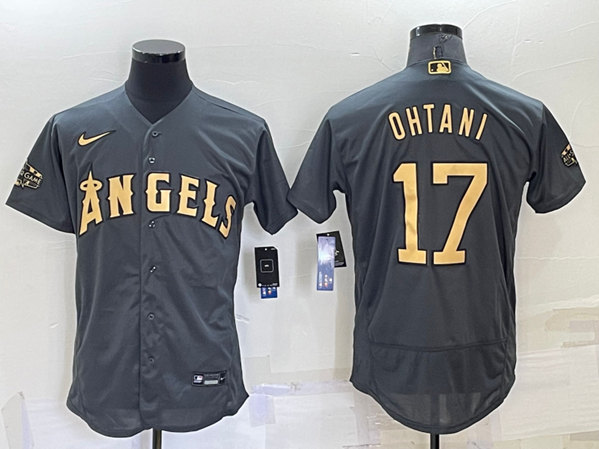 Los Angeles Angels #17 Shohei Ohtani 2022 All-Star Charcoal Cool Base Stitched Jersey