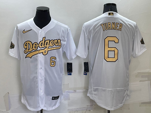 Los Angeles Dodgers #6 Trea Turner 2022 All-Star White Flex Base Stitched Baseball Jersey