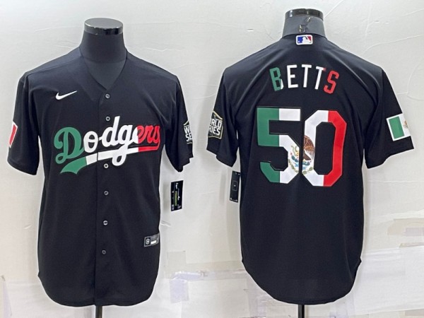 Los Angeles Dodgers #50 Mookie Betts Black Mexico Cool Base Stitched Baseball Jersey