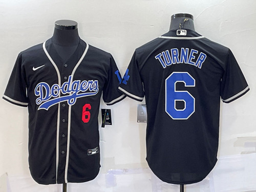 Los Angeles Dodgers #6 Trea Turner Black Cool Base Stitched Baseball Jersey
