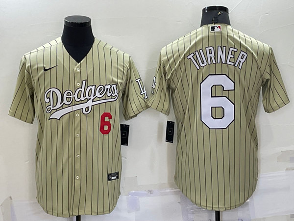 Los Angeles Dodgers #6 Trea Turner Cream Cool Base Stitched Jersey