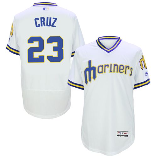 Mariners #23 Nelson Cruz White Flexbase Authentic Collection Cooperstown Stitched Jersey