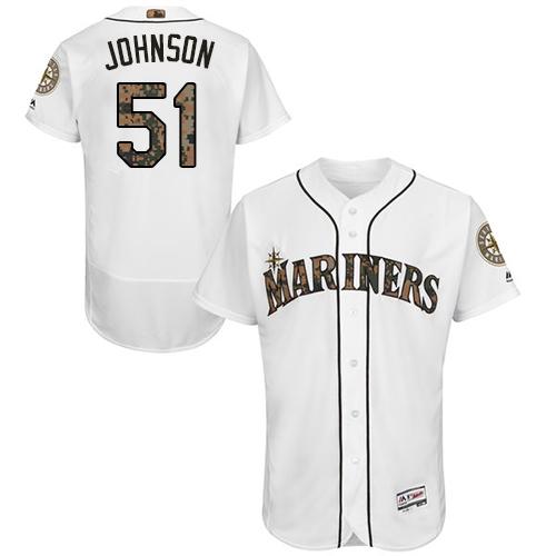 Mariners #51 Randy Johnson White Flexbase Authentic Collection 2016 Memorial Day Stitched Jersey