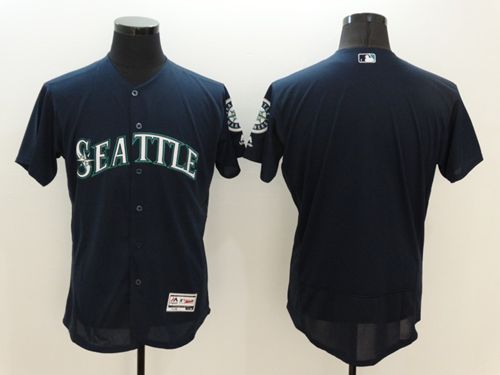 Mariners Blank Navy Blue Flexbase Authentic Collection Stitched Jersey