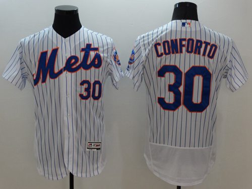Mets #30 Michael Conforto White(Blue Strip) Flexbase Authentic Collection Stitched Jersey