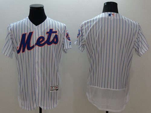 Mets Blank White(Blue Strip) Flexbase Authentic Collection Stitched Jersey