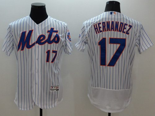 Mets #17 Keith Hernandez White(Blue Strip) Flexbase Authentic Collection Stitched Jersey