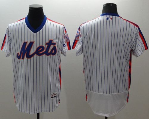 Mets Blank White(Blue Strip) Flexbase Authentic Collection Alternate Stitched Jersey