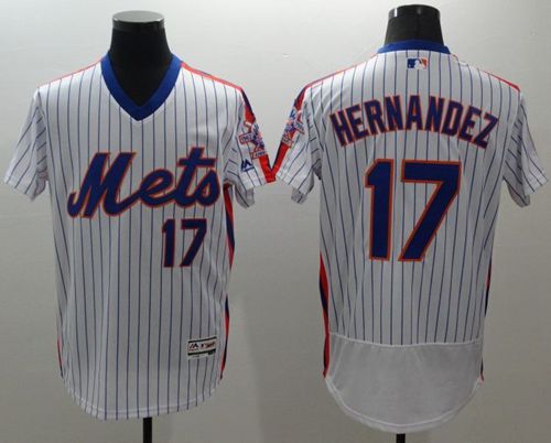 Mets #17 Keith Hernandez White(Blue Strip) Flexbase Authentic Collection Alternate Stitched Jersey
