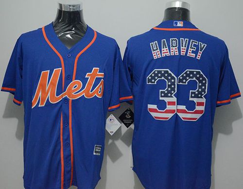 Mets #33 Matt Harvey Blue USA Flag Fashion Stitched Jersey