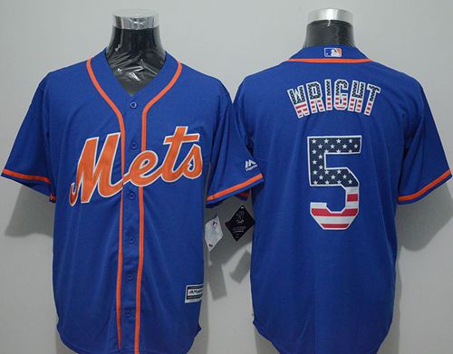 Mets #5 David Wright Blue USA Flag Fashion Stitched Jersey