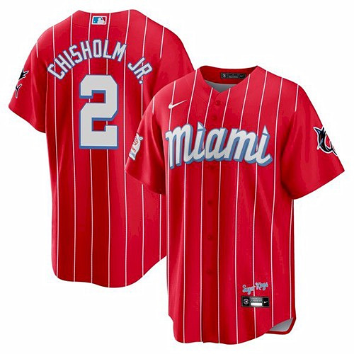 Miami Marlins #2 Jazz Chisholm 2021 Red City Connect Cool Base Stitched Jersey