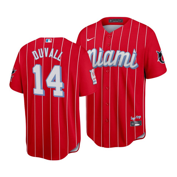 Miami Marlins #14 Adam Duvall 2021 Red City Connect Cool Base Stitched Jersey
