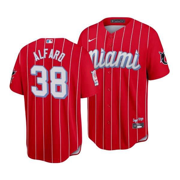 Miami Marlins #38 Jorge Alfaro 2021 Red City Connect Cool Base Stitched Jersey