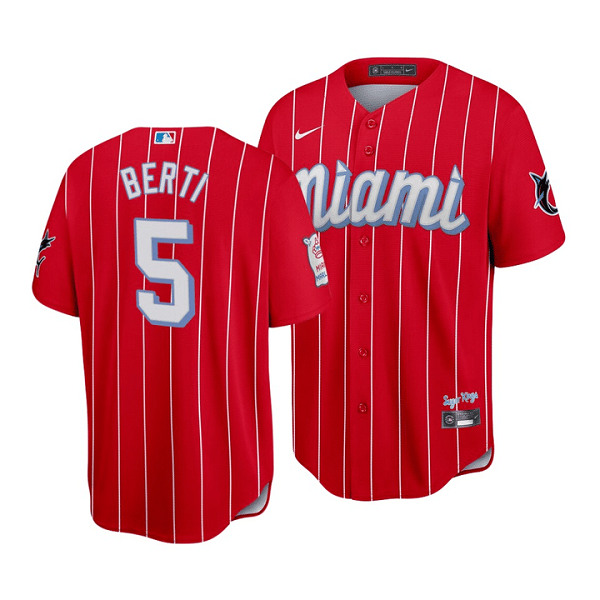 Miami Marlins #5 Jon Berti 2021 Red City Connect Cool Base Stitched Jersey