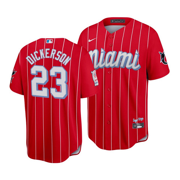 Miami Marlins #23 Corey Dickerson 2021 Red City Connect Cool Base Stitched Jersey