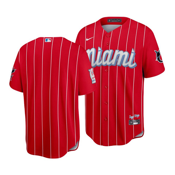 Miami Marlins Blank 2021 Red City Connect Cool Base Stitched Jersey