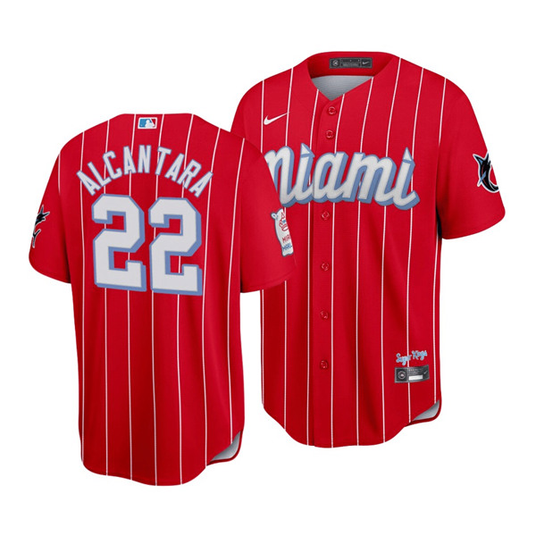 Miami Marlins #22 Sandy Alcantara 2021 Red City Connect Cool Base Stitched Jersey