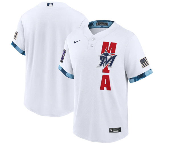 Miami Marlins Blank 2021 White All-Star Cool Base Stitched Jersey