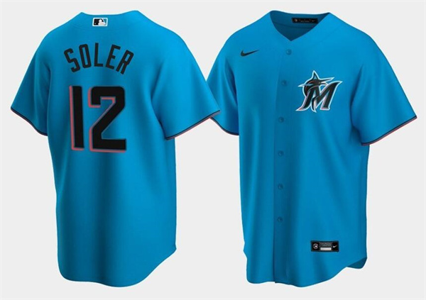 Miami Marlins #12 Jorge Soler Blue Cool Base Stitched Jersey