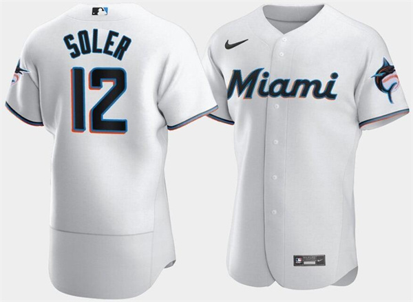 Miami Marlins #12 Jorge Soler White Flex Base Stitched Jersey
