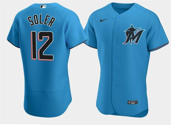Miami Marlins #12 Jorge Soler Blue Flex Base Stitched Jersey