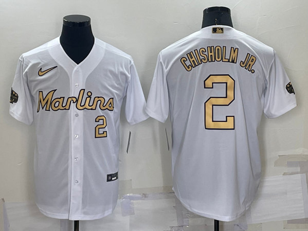 Miami Marlins #2 Jazz Chisholm Jr. White 2022 All-Star Cool Base Stitched Baseball Jersey