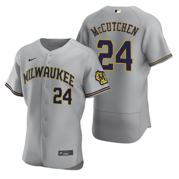Milwaukee Brewers #24 Andrew McCutchen Gray Flex Base Stitched Jersey