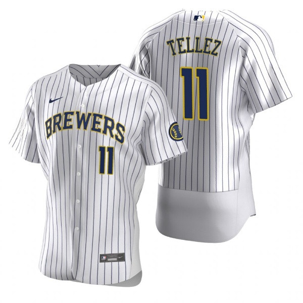 Milwaukee Brewers #11 Rowdy Tellez White Flex Base Stitched Jersey
