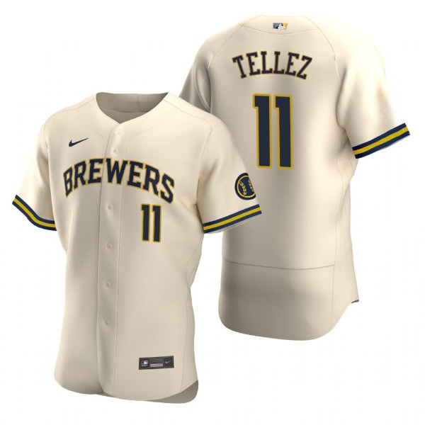 Milwaukee Brewers #11 Rowdy Tellez Cream Flex Base Stitched Jersey