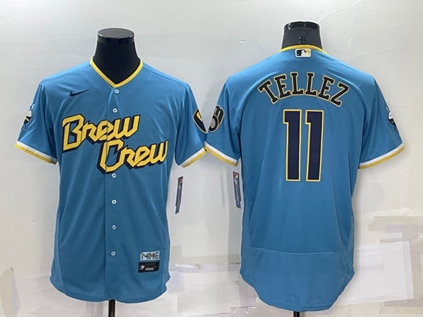 Milwaukee Brewers #11 Rowdy Tellez 2022 Powder Blue City Connect Flex Base Stitched Jersey