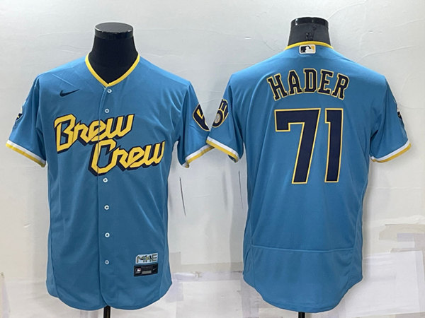 Milwaukee Brewers #71 Josh Hader 2022 Powder Blue City Connect Flex Base Stitched Jersey