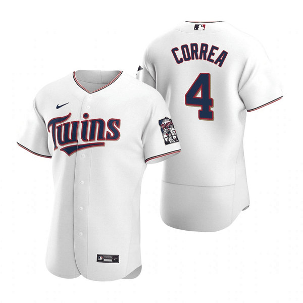 Minnesota Twins #4 Carlos Correa White Flex Base Stitched Jersey