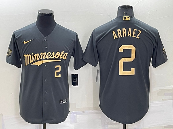 Minnesota Twins #2 Luis Arraez Charcoal 2022 All-Star Cool Base Stitched Baseball Jersey