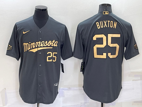Minnesota Twins #25 Byron Buxton Charcoal 2022 All-Star Cool Base Stitched Baseball Jersey