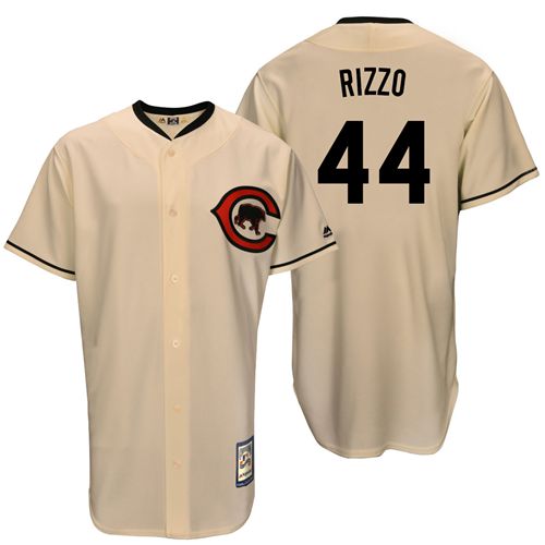 Mitchell And Ness Cubs #44 Anthony Rizzo Cream Throwback Stitched Jersey