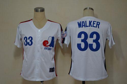 Mitchell And Ness Expos #33 Larry Walker White Throwback Stitched Jersey