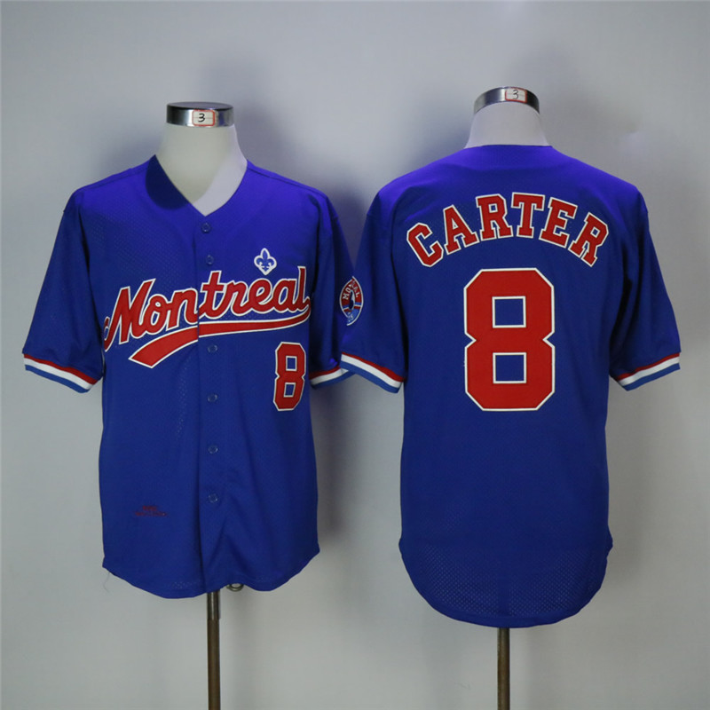 Montreal Expos #8 Gary Carter Blue Cooperstown Collection Mesh Batting Practice Stitched Jersey