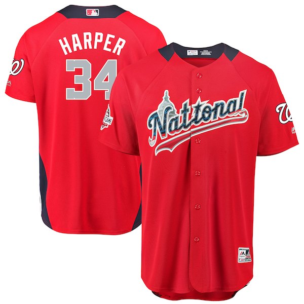 National League #34 Bryce Harper Red 2018 All-Star Game Home Run Derby Jersey