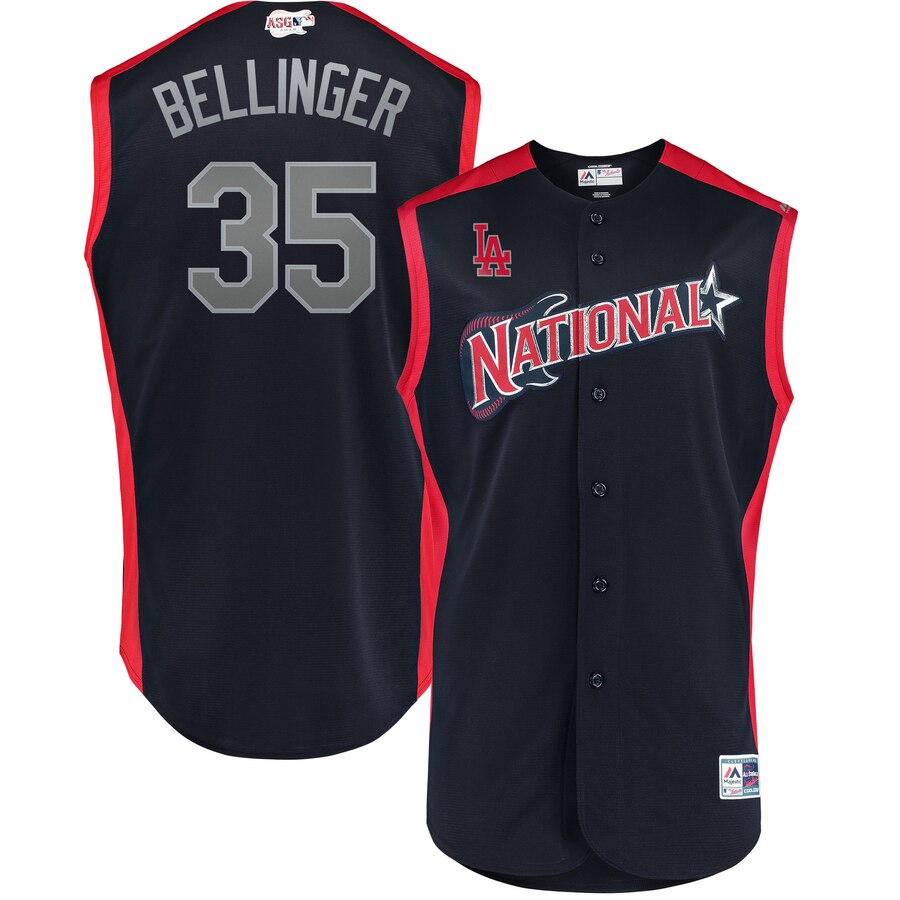 National League #35 Cody Bellinger Navy 2019 All-Star Game Workout Stitched Jersey